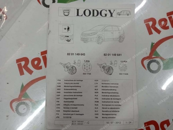 Dacia Lodgy 7 Uçlu Kablo Park Sensör Tesisatı 8201149643 YP (ZB112)
