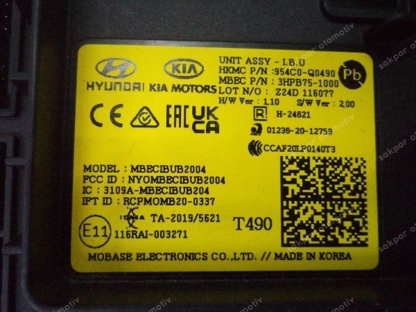 Hyundai İ20 Bayon Elektronik Kontrol Ünitesi ECU Beyin 954C0-Q0490 YP SP (DE122)