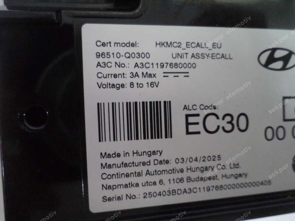 Hyundai İ20 Bayon Kontrol Ünitesi Modülü Orj 96510-Q0300 SP YP (DE122)