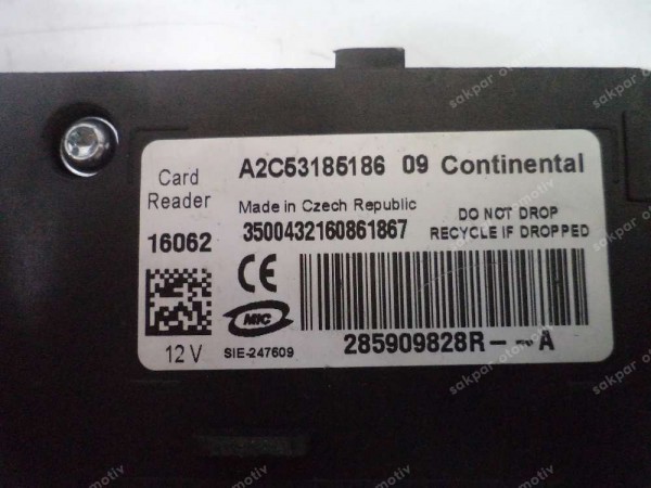 Renault Megane  Fluence Scenic Laguna Latitude Kart Okuyucu Beyin Orj 285909828R CP (DE111)