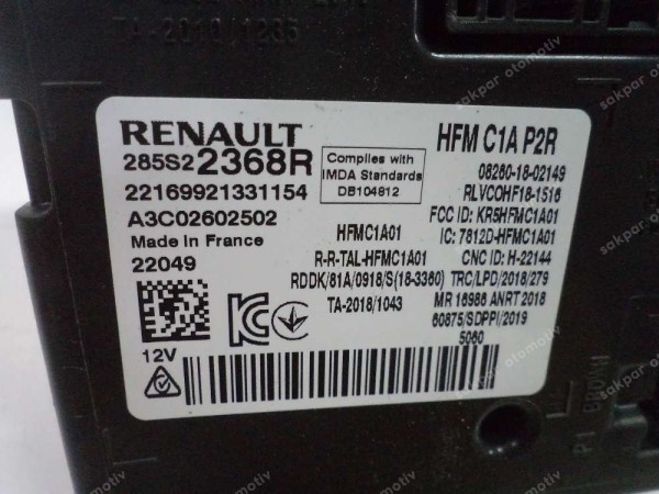 Renault Clio 5 Eller Serbest Beyni 285S22368R YP SP (DE122)