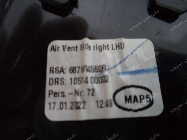 Renault Clio 5 Sağ Ön Havalandırma Izgarası Orj 687604560R SP YP (DB1318)