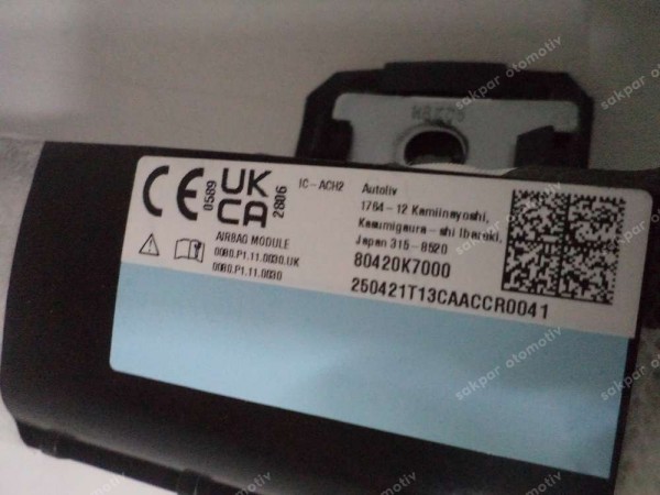 Hyundai İ10 Sağ Tavan Airbag Perde Hava Yastığı 80420-K7000 YP SP (BD120)