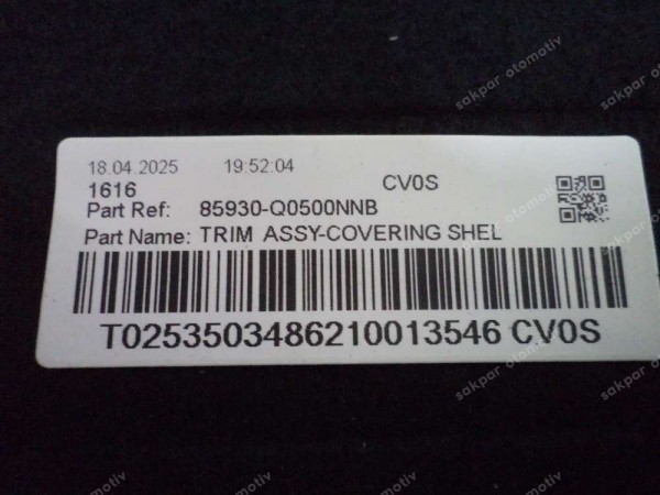 Hyundai Bayon Arka Bagaj Rafı Pandizot Orj 85930-Q0500NNB SP YP (IA120)