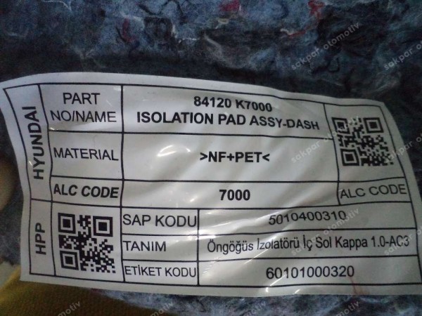 Hyundai İ10 Torpido Gögüs İzalasyon Kecesi Orj 84120-K7000 SP YP (2A)