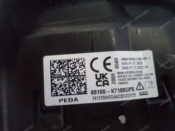 Hyundai İ10 Direksiyon Airbag Orj 80100-K7100 YP SP (BD121)