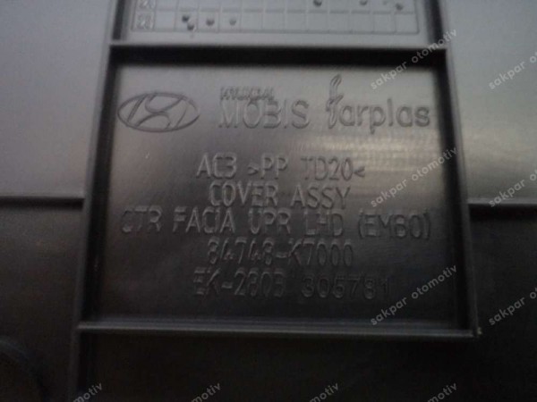 Hyundai İ10 Torpido Üst Kapağı Bakaliti Orj 84748-K7000 SP YP (DB1318)