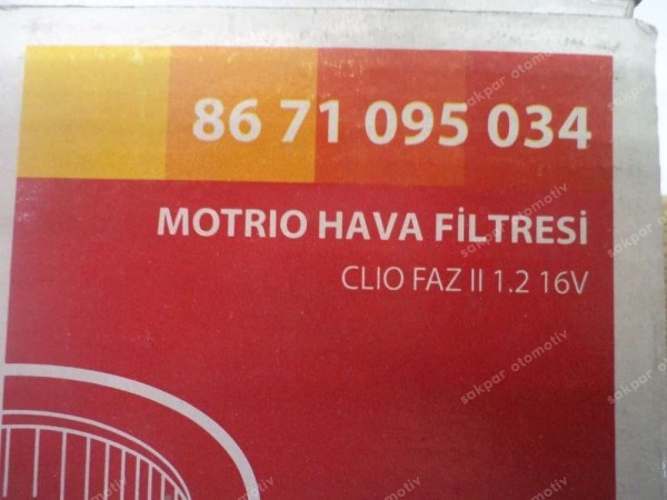 Renault Clio 2 Motrio Hava Filtresi 8671095034 YP (ED110)