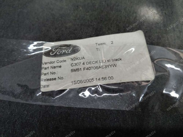 Ford Focus 2 Sedan Trim Bagaj Kapağı Kaplaması Abanoz 5M51F40706AF3YYW CP (IB120)