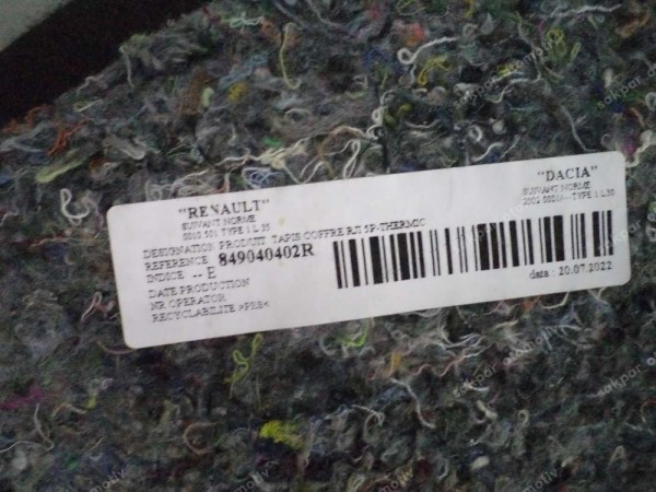 Dacia Jogger Bagaj Halısı Orj 849040402R YP (CG200)
