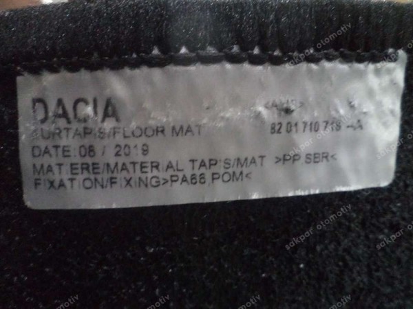 Dacia Duster Halı Paspas Takımı Orjinal 8201710716 YP (5A)
