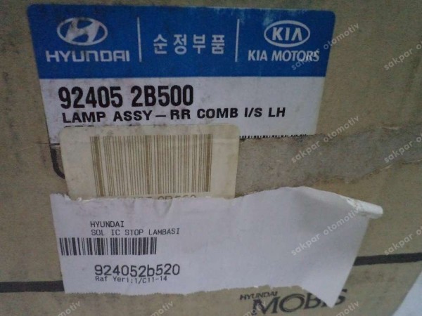 Hyundai Santa Fe Sol İç Stop Orjinal 92405-2B500 92405-2B520 YP (AG120)