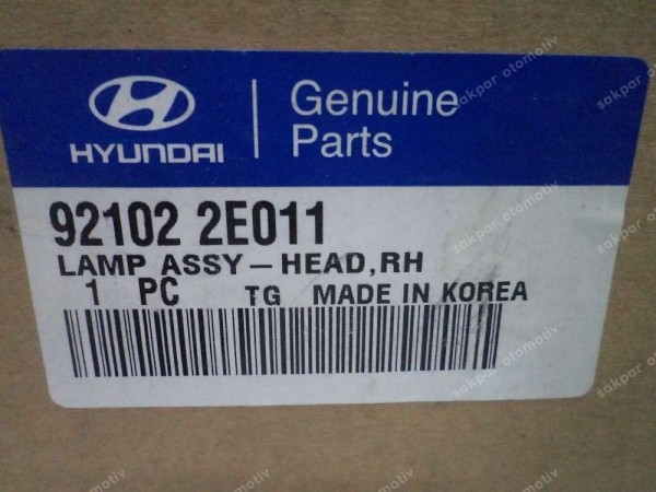 Hyundai Tucson Sağ Far Orjinal 92102-2E011 YP (BE120)
