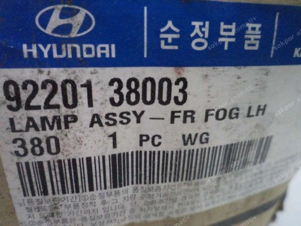 Hyundai Sonata Sol Sis Farı Orjinal 92201-38003 YP (BE120)