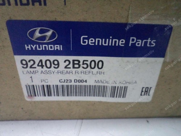 Hyundai Santa Fe Sağ Arka Sis Lambası Orjinal 92409-2B500 YP (BE122)