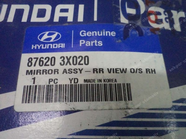 Hyundai Elantra Sağ Ayna Manuel Orjinal 87620-3X020 YP (EC130)