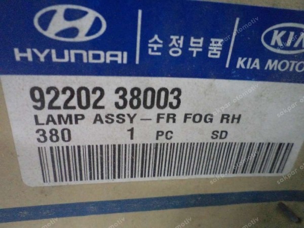 Hyundai Sonata Sağ Sis Farı Orjinal 92202-38003 YP (BE120)