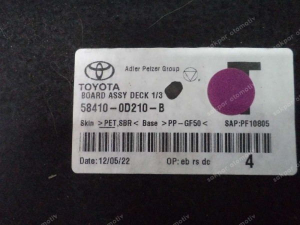 Toyota Yaris Cross Bagaj Kaplama Tahtası Takım 58410-0D210 CP (HB120)