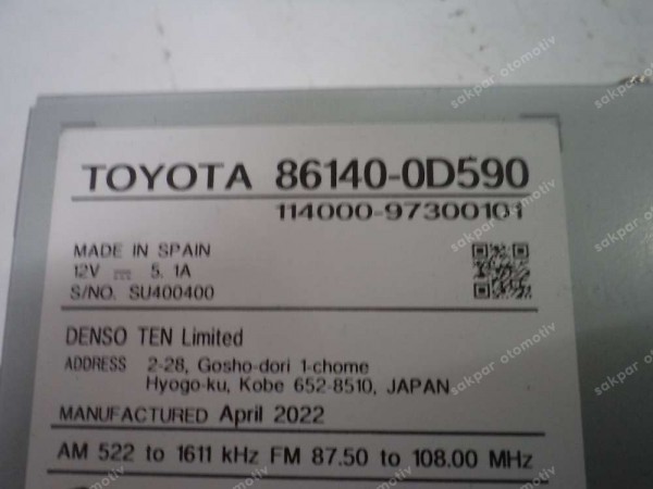 Toyota Yaris Cross Multimedya Teyp Orjinal 86140-0D590 YP SP (GI120)