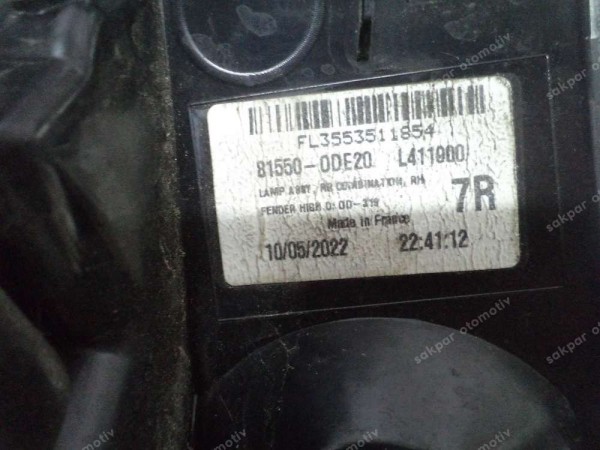 Toyota Yaris Cross Sağ Dış Stop Lambası 81550-0DE20 CP HP (AD110)