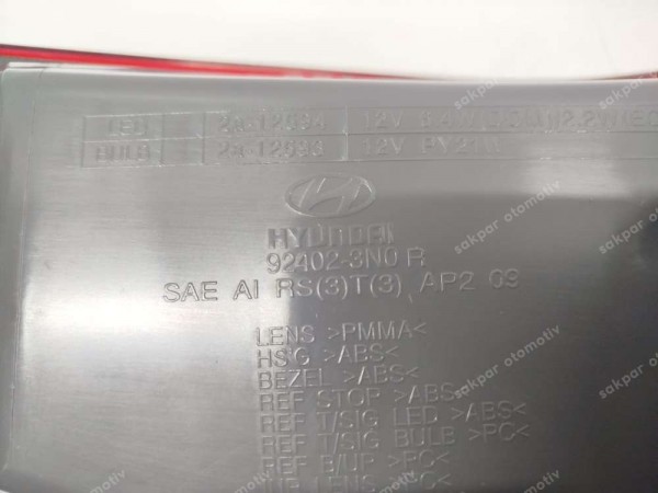 Hyundai Equus Sağ Stop Orjinal 92402-3N020 SP YP (AD110)