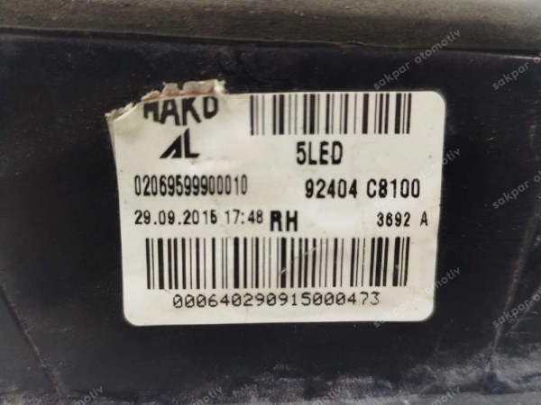 Hyundai İ20 Sağ Arka İç Stop Lambası LED 92404-C8100 CP (DD110-5)