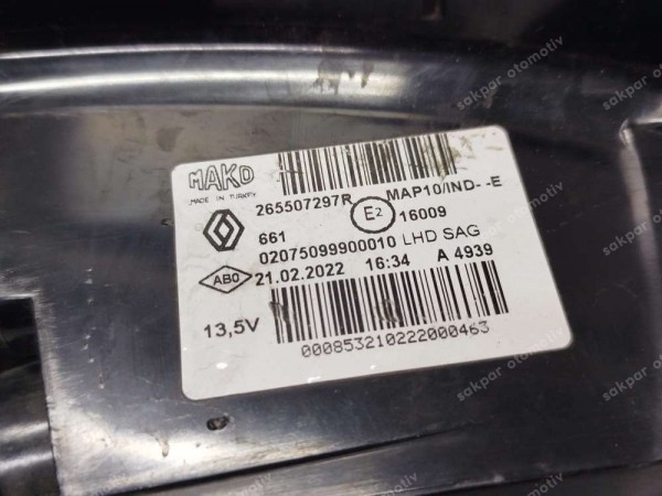 Renault Megane 4 Sağ Stop Lambası 265507297R CP HP (GH110)