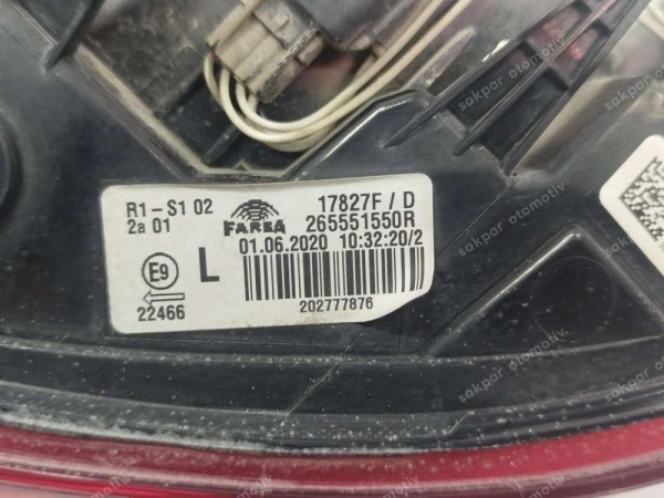 Renault Clio 5 Sol Arka Dış Stop Lambası 265551550R SP (AD110)