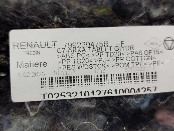 Renault Megane 4 Arka Pandizot  799220475R SP CP (IB120)