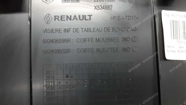 Renault Clio 5 KM Gösterge Çerçevesi Orj 682408032R 682406595R SP