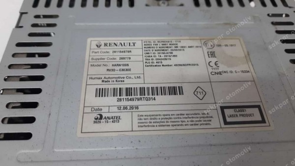 Renault Symbol Dacia Dokker Logan Teyp Cd Çalar 281154979R SP (GI-120)