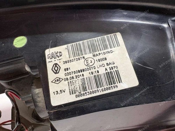 Renault  Megane 4 Sağ Dış Stop Lambası Orj. 265507297R CP (AD130)