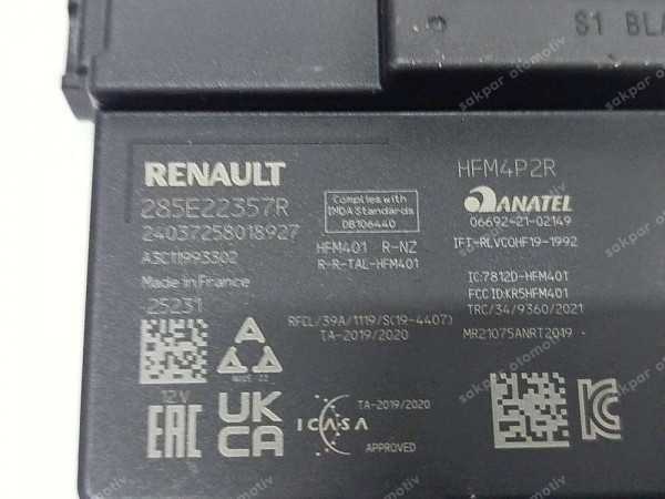 Renault Megane 4 Faz 2 Eller Serbest Beyni Modülü 285E22357R SP HP (DE115)