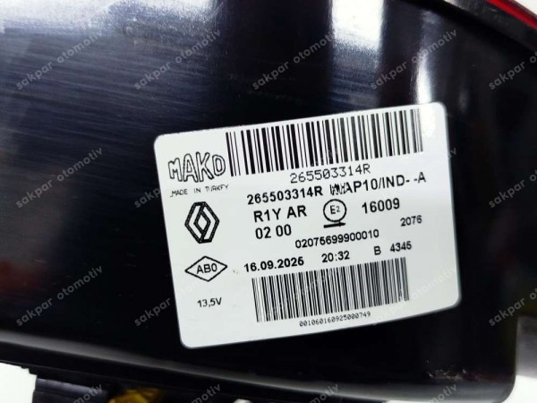 Renault Megane 4 Sağ İç Stop Lambası 265503314R SP (AC110)