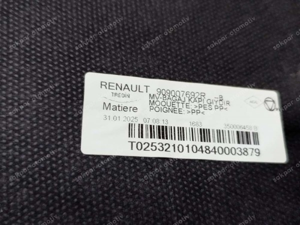 Renault Megane 4 Bagaj Kapağı Döşemesi Kaplaması 909007692R SP (HG130)