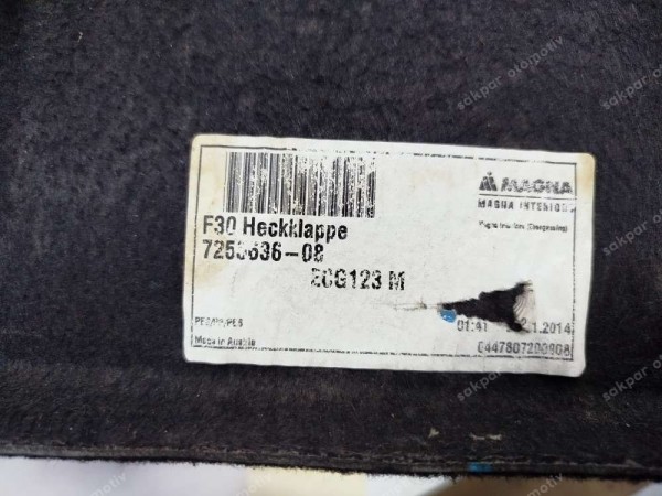 Bmw F30 Bagaj Kapak Kaplaması Döşemesi 7255636 CP (HH130)