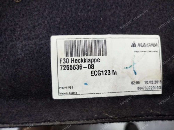 Bmw F30 Bagaj Kapak Kaplaması Döşemesi 7255636 CP HP (HH130)