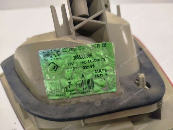Renault Fluence Sol Arka İç Stop Lambası 265500038R CP (FD110)
