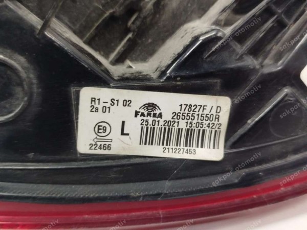 Renault Clio 5 Sol Dış Stop Lambası Led 265551550R (Cam Kırık) CP HP (FD110)