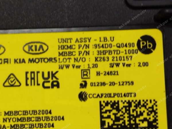 Hyundai Bayon İ20 BC3 Elektronik Modül 954D0-Q0490 SP YP (DE1212)