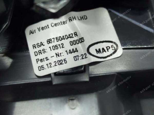Renault Clio 5 Orta Sağ Havalandırma Izgarası Difizörü 687504042R SP (DB1318)