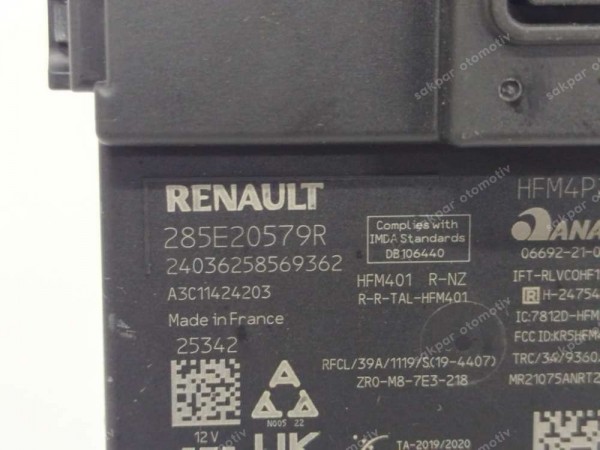 Renault Clio 5 Eller Serbest Beyni Modülü Orj 285E20579R SP (DE115)