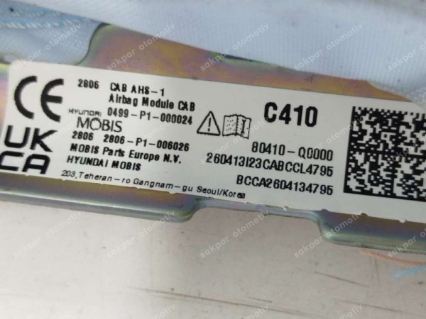Hyumdai Bayon İ20 Sol Yan Perde Airbag Hava Yastığı 80410-Q0000 SP YP (BD123)