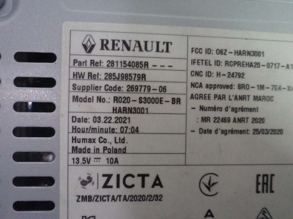 Renault Taliant Radio Beyni YP SP 281154085R  [GI120]