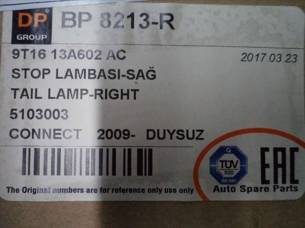 Ford Connect Arka Sağ Stop Lambası 9T16-13A602-AC YS YP (AG120)