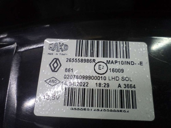 Renault Megane 4 Sol Dış Stop Orj 265558986R CP (EE110-ED110)