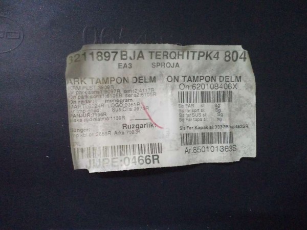 Renault Clio 5 Arka Tampon Park Sensörlü Dolu Orj 850224645R 850224339R SP YP (10A)