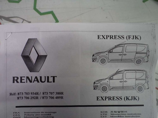 Renault Express Ön Koltuk Kılıfı Takımı Orj 873707388R YP (8B-110)