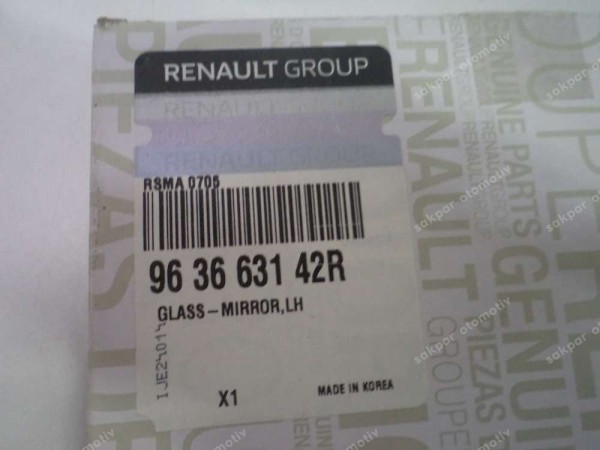 Renault Fluence Sol Ayna Camı Orj 963663142R YP (DB136)